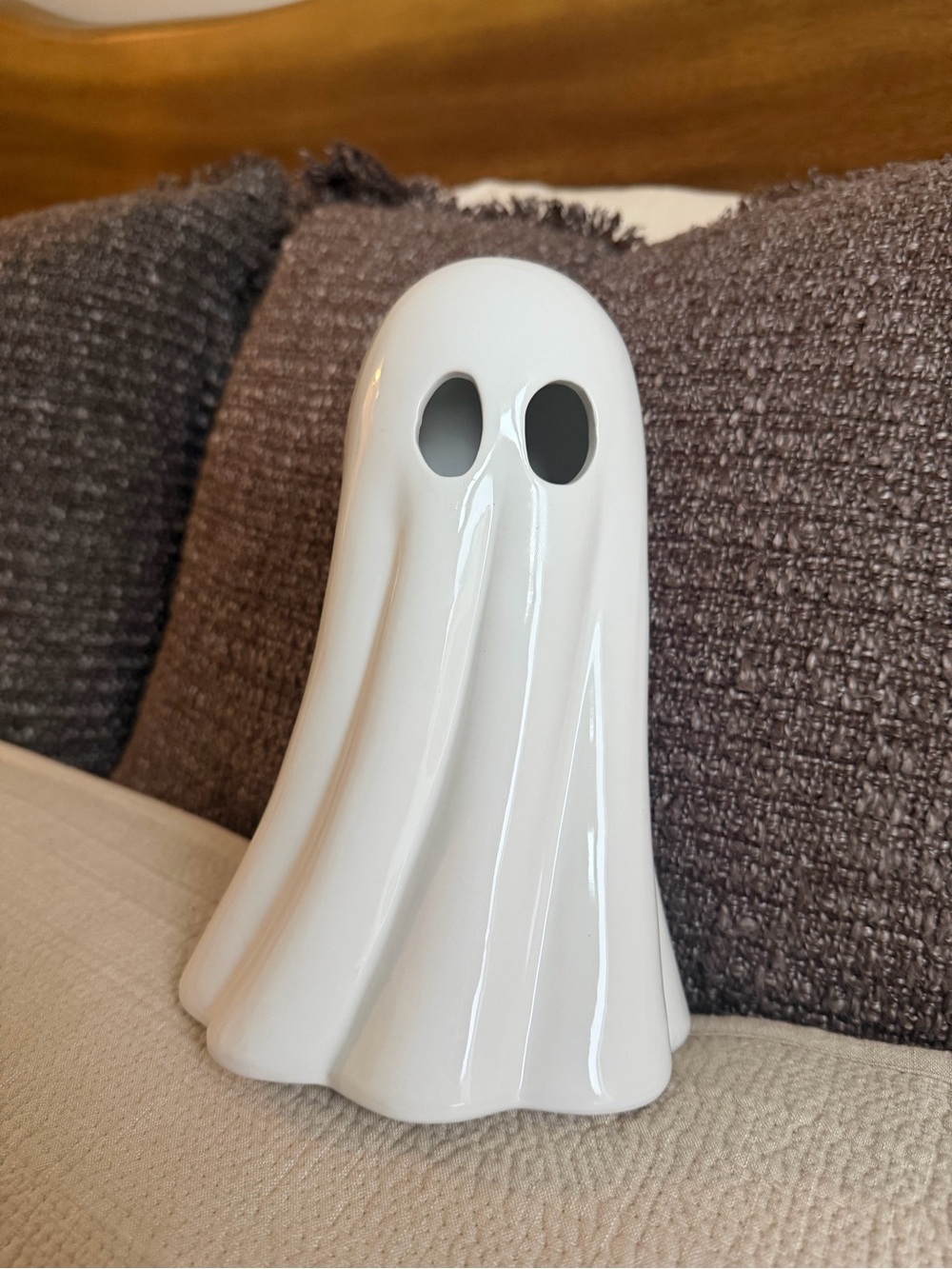 Martha Stewart White Ceramic Ghost Figurine Fall Decor